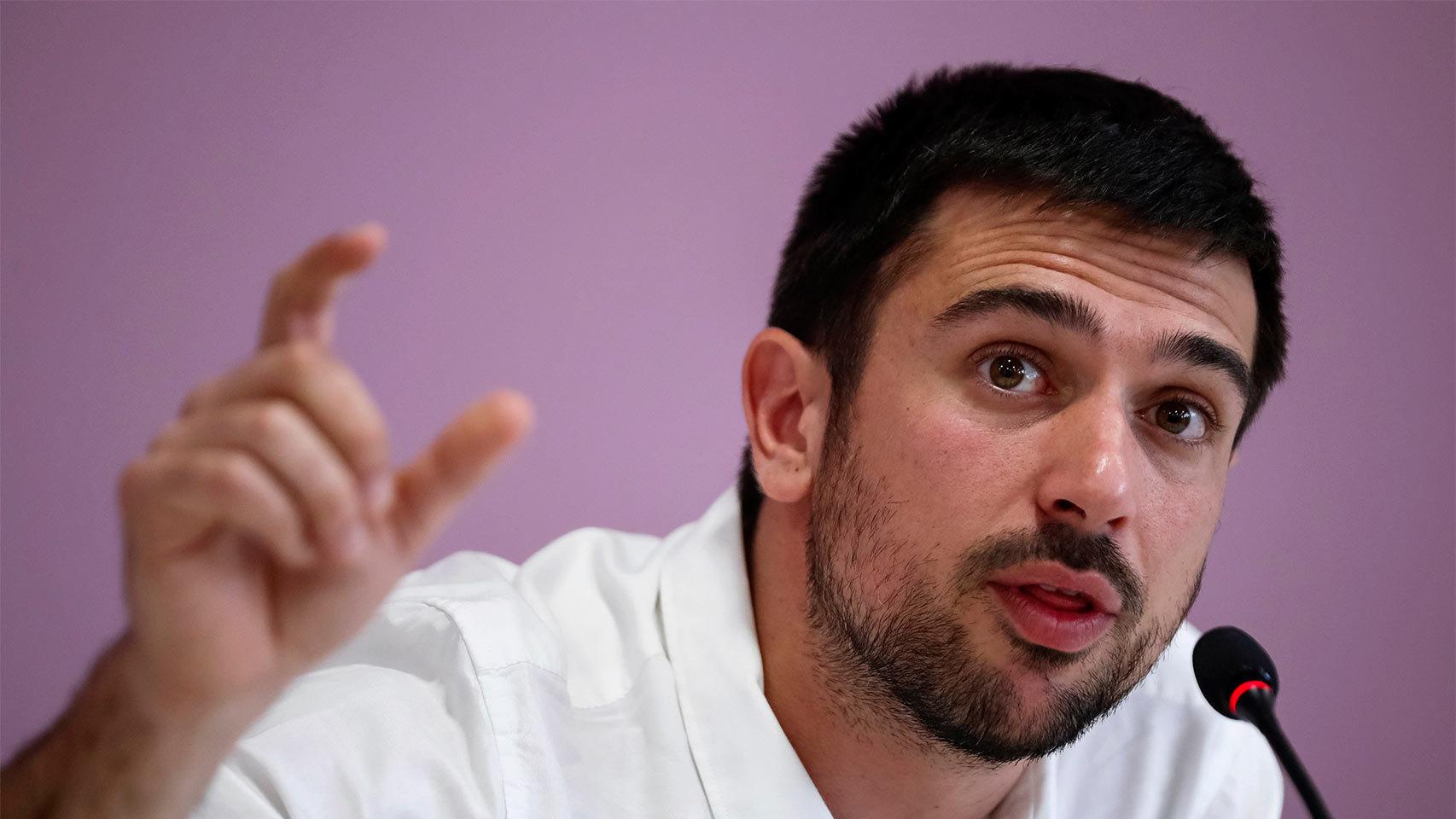 Ramón Espinar, durante su comparecencia.