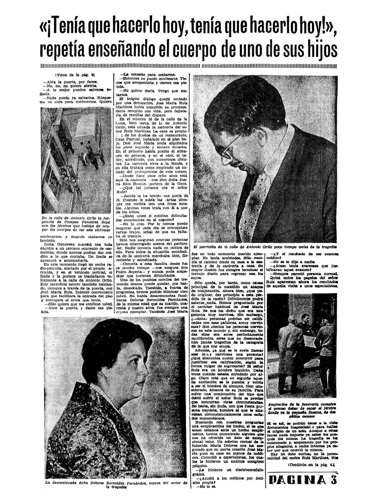 Página interior del semanario El Caso haciéndose eco de la tragedia.