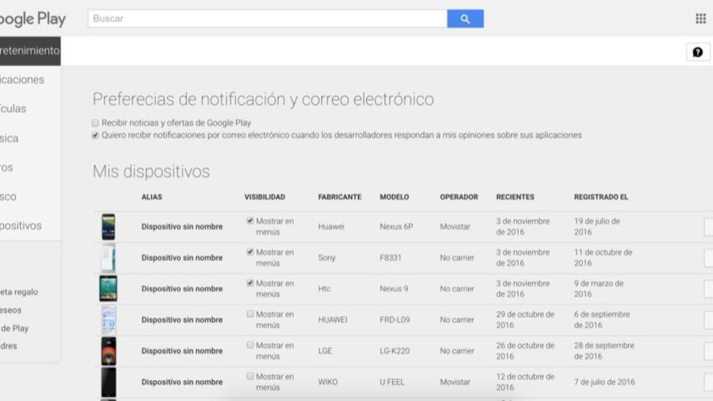 Google Play ya no te muestra tus móviles y tablets viejos