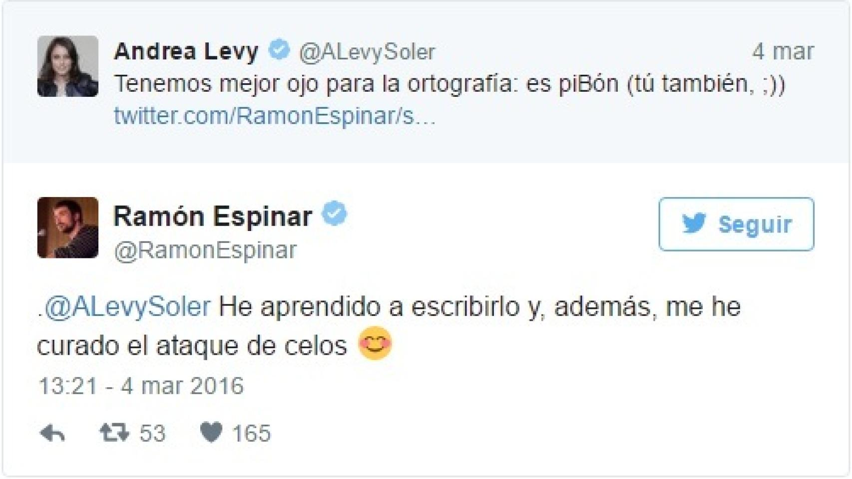 Tuits entre Levy y Ramón Espinar