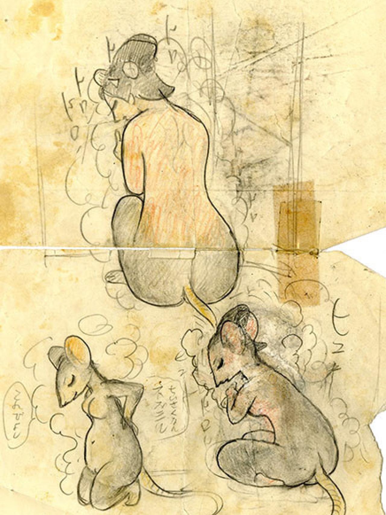 Una de las ilustraciones eróticas de Osamu Tezuka.