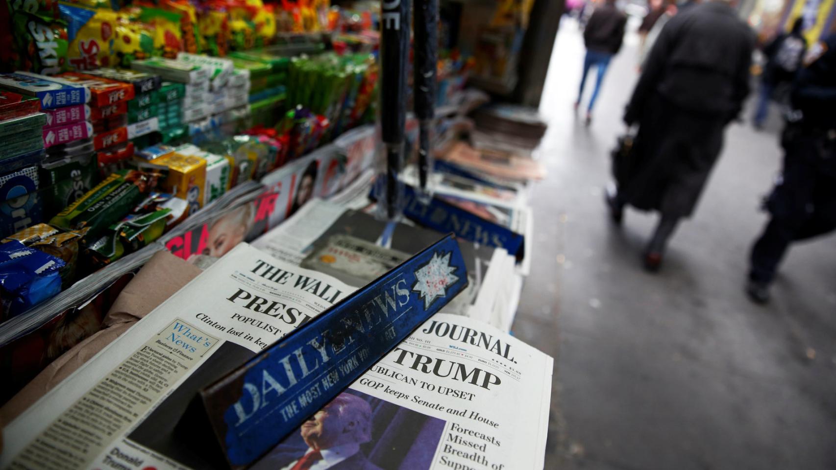 Periódicos con la victoria de Trump en primera plana.