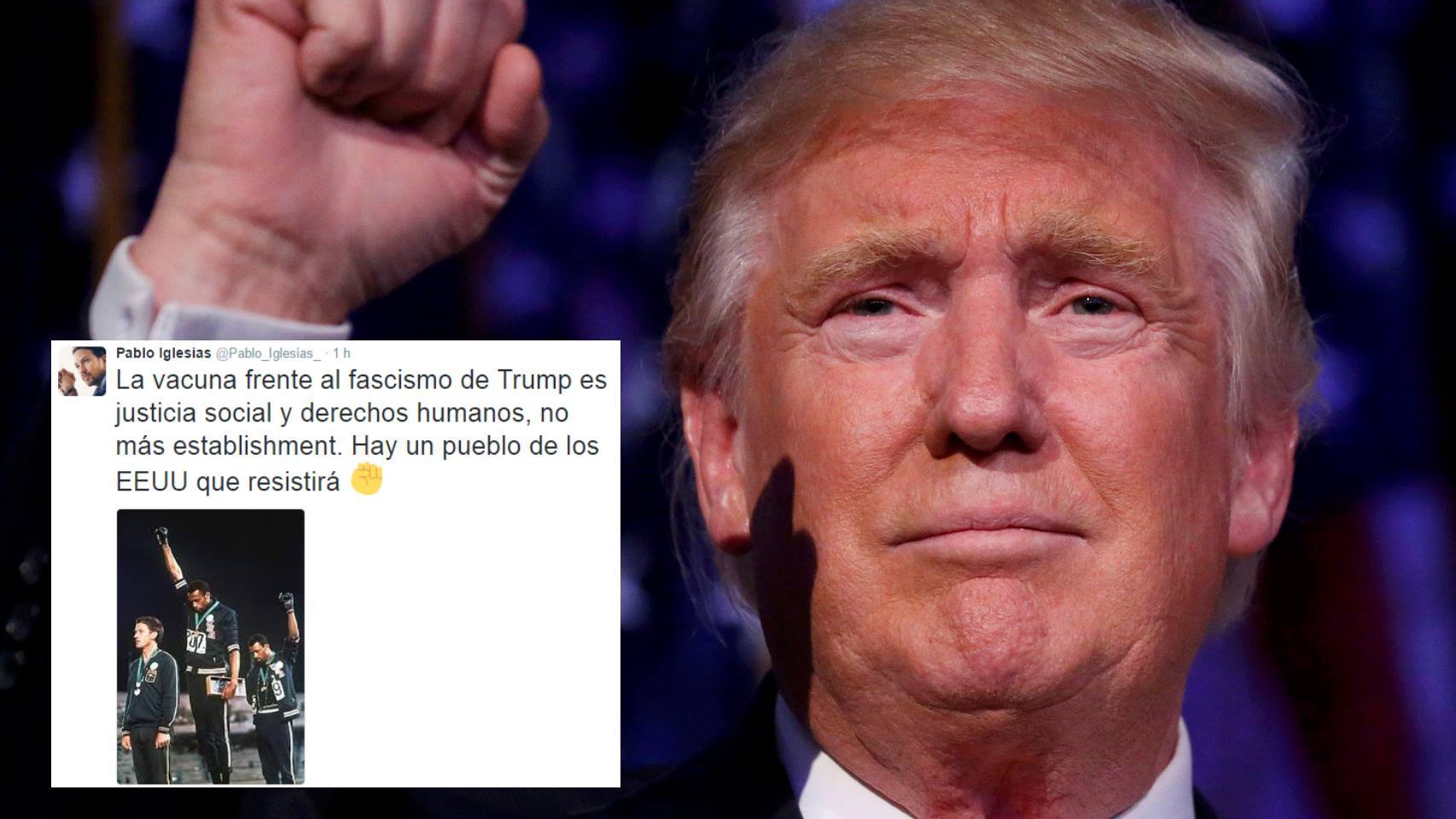 El saludo de Trump a sus seguidores y el tuit de Iglesias.