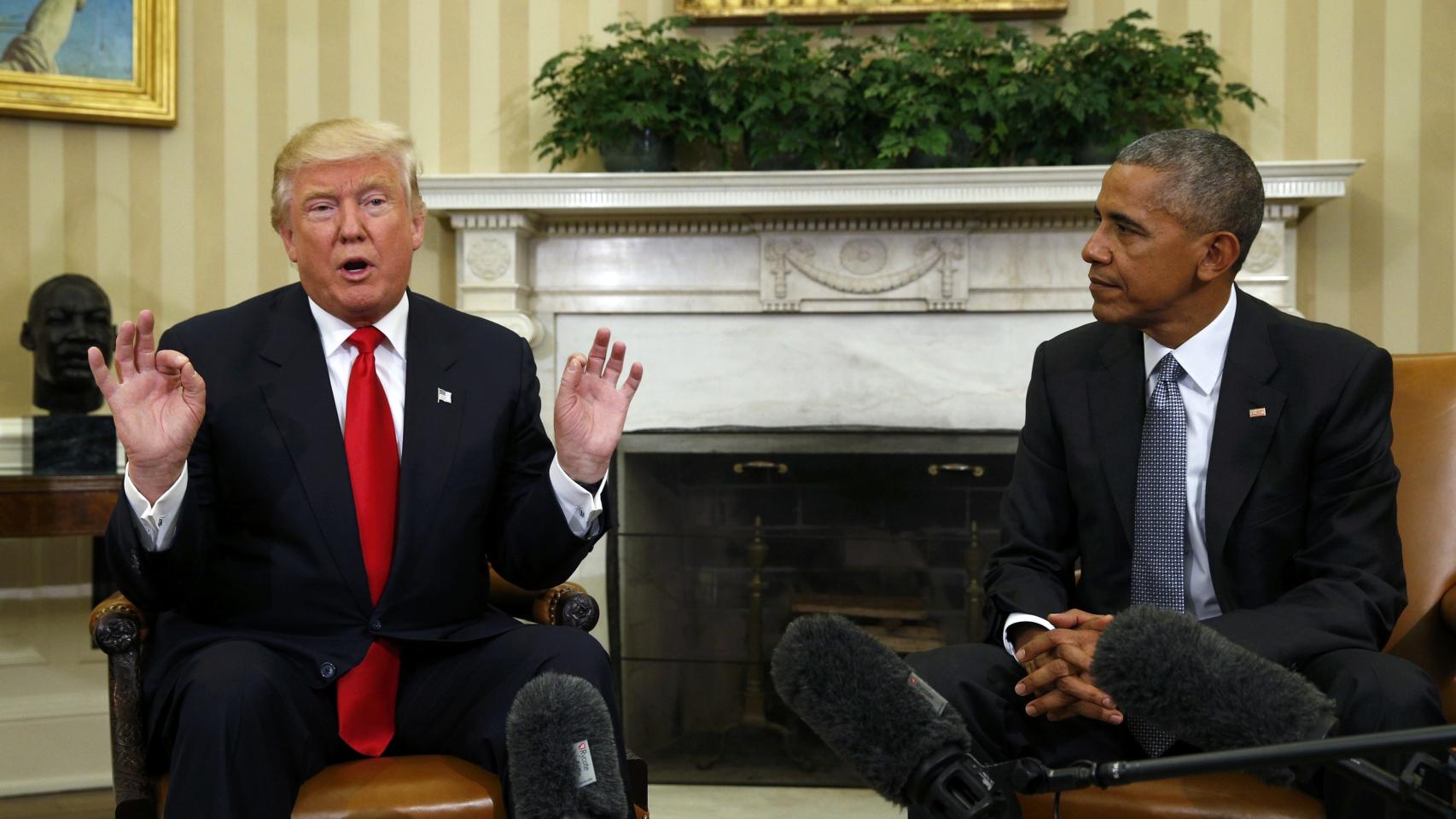 Trump y Obama tras la reunión.