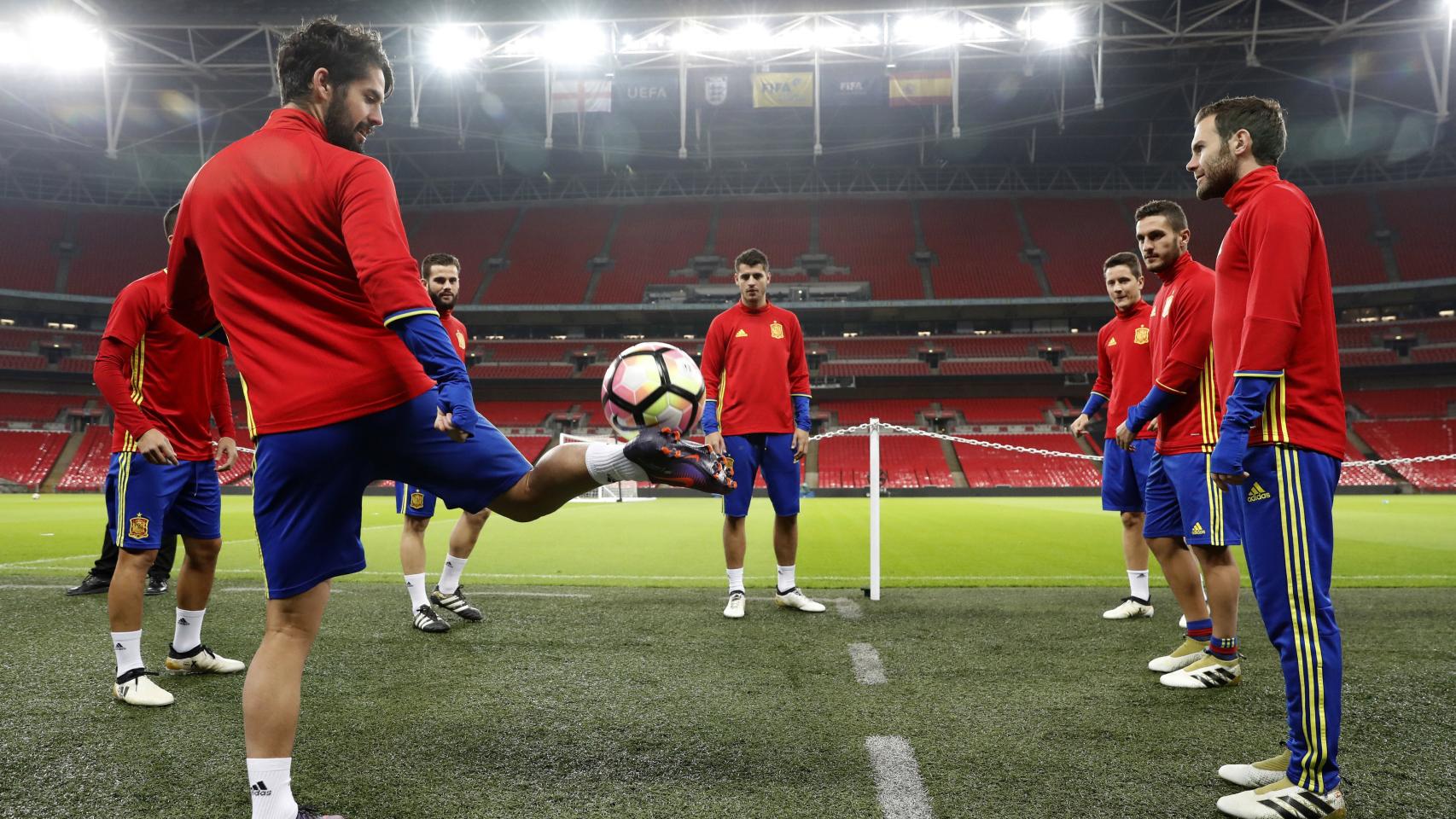 Entrenamiento este martes en Wembley.