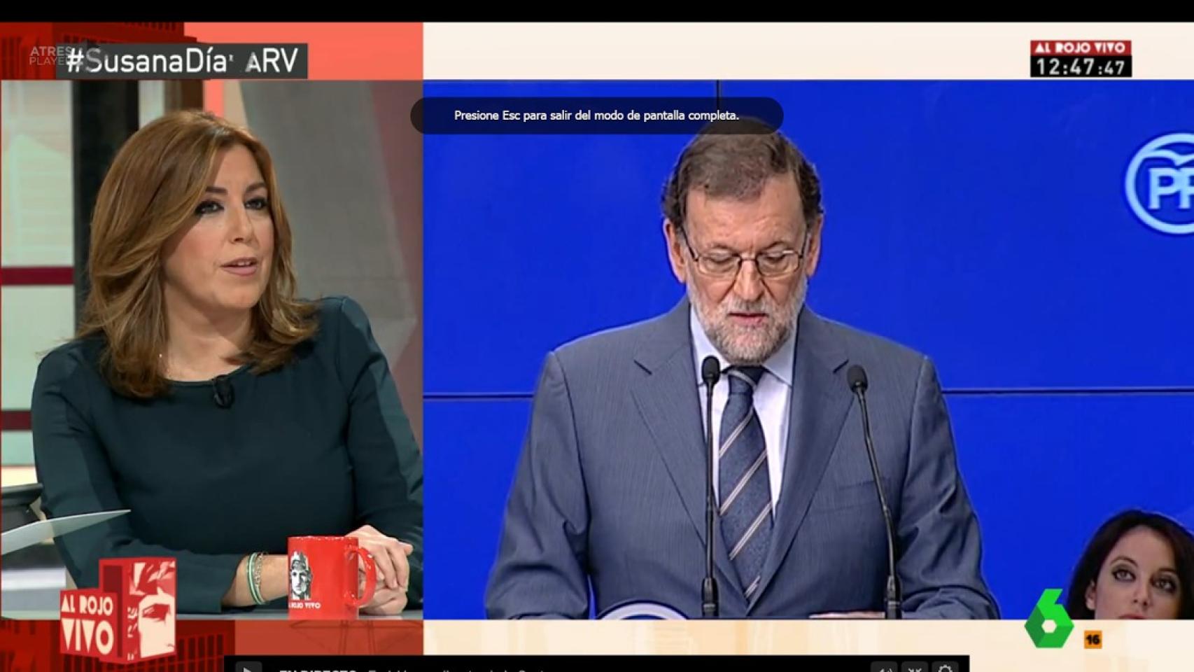 Susana Díaz en una reciente aparición en el programa Al rojo vivo.