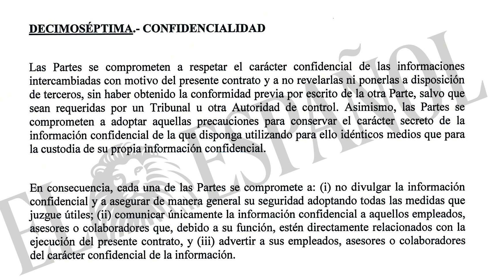 Cláusula de confidencialidad de los contratos de b2b.