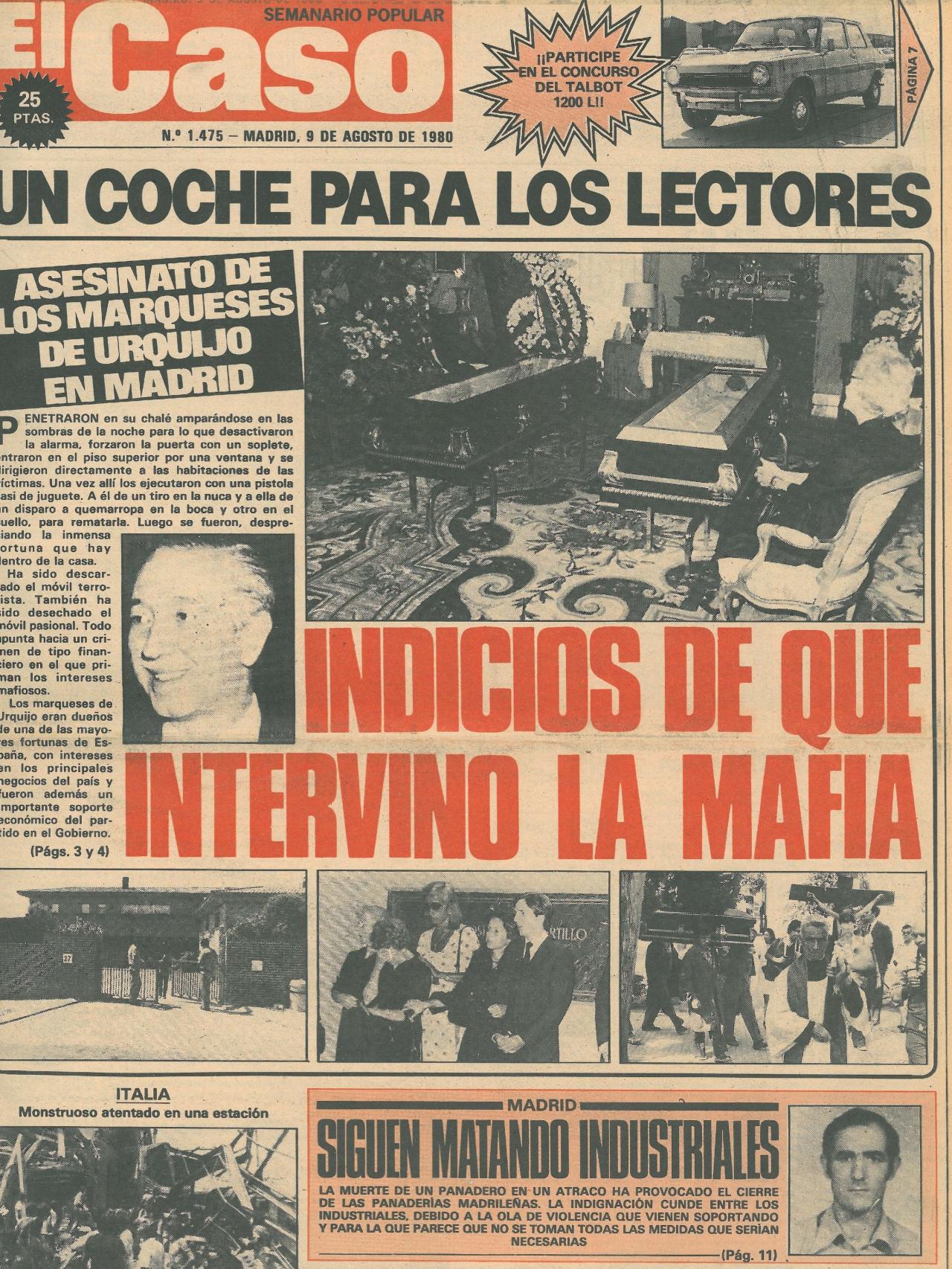 Portada de El Caso donde inicialmente se apuntaba a la mafia como autora del crimen.