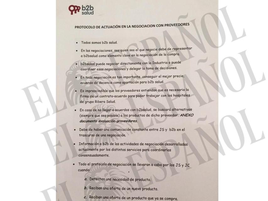 Circular de b2b a la que ha tenido acceso EL ESPAÑOL.