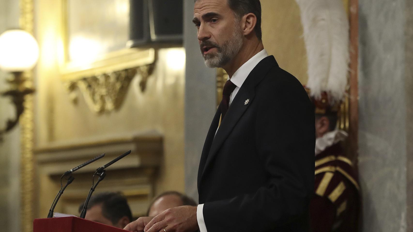 Felipe VI, en un momento del discurso.