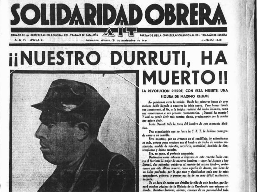 Portada del diario Solidaridad obrera.
