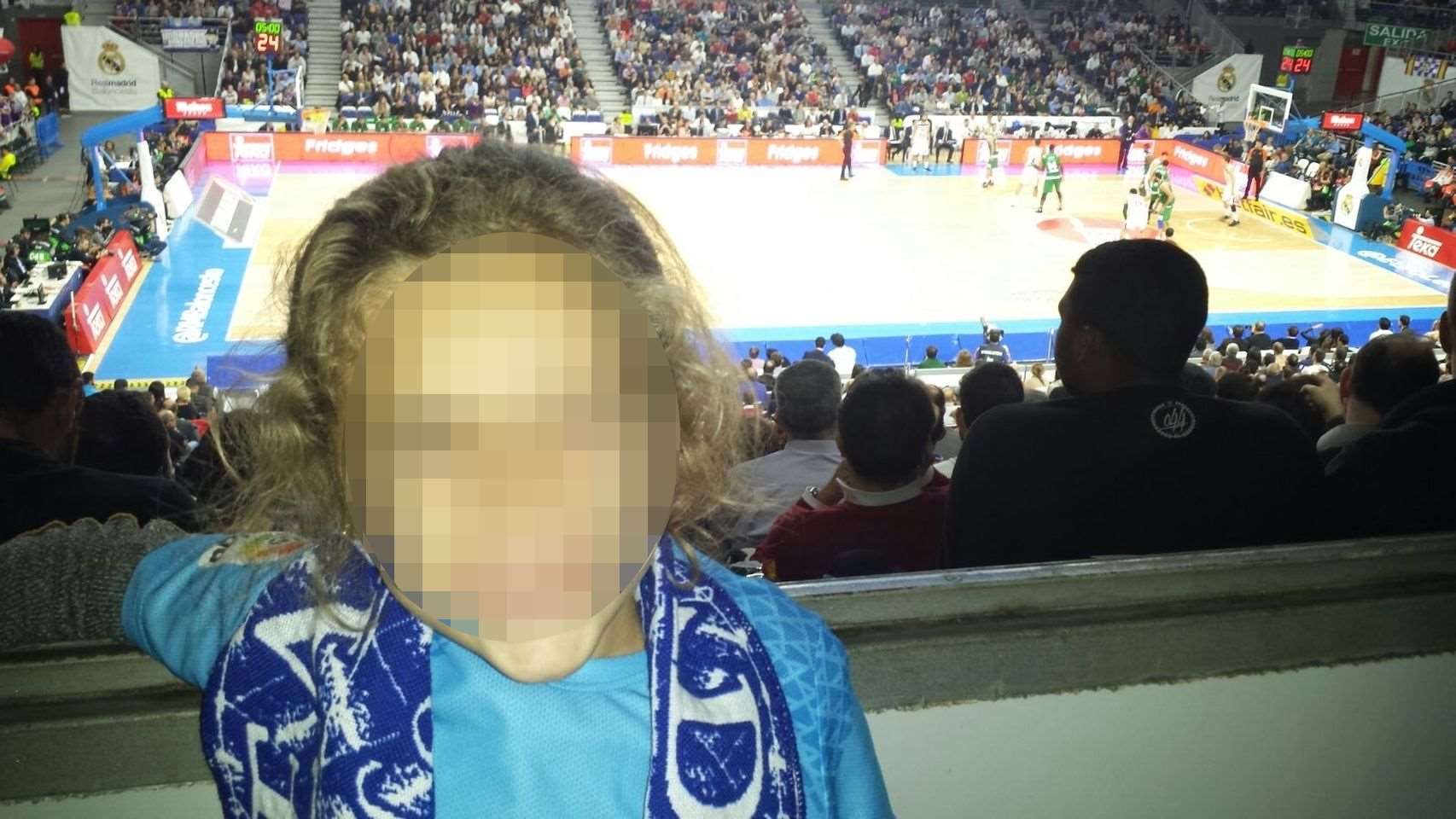 Marta en el Palacio de los Deportes viendo un partido del Real Madrid de baloncesto la pasada semana