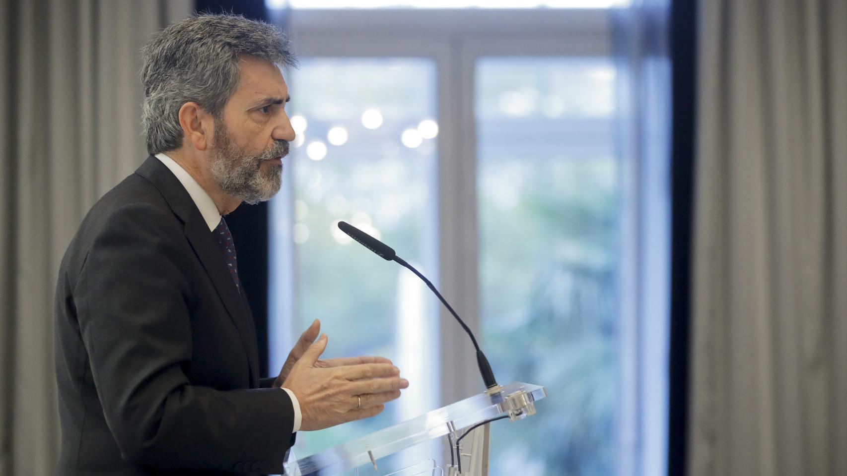 Carlos Lesmes, durante su conferencia en un desayuno informativo.