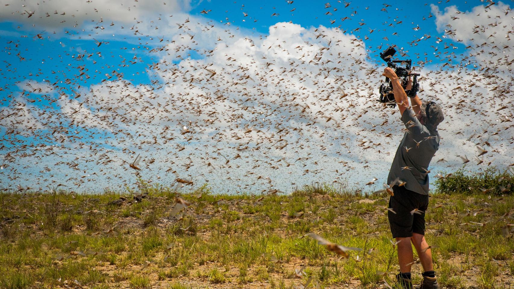 Un cámara filmando una secuencia del episodio Deserts.