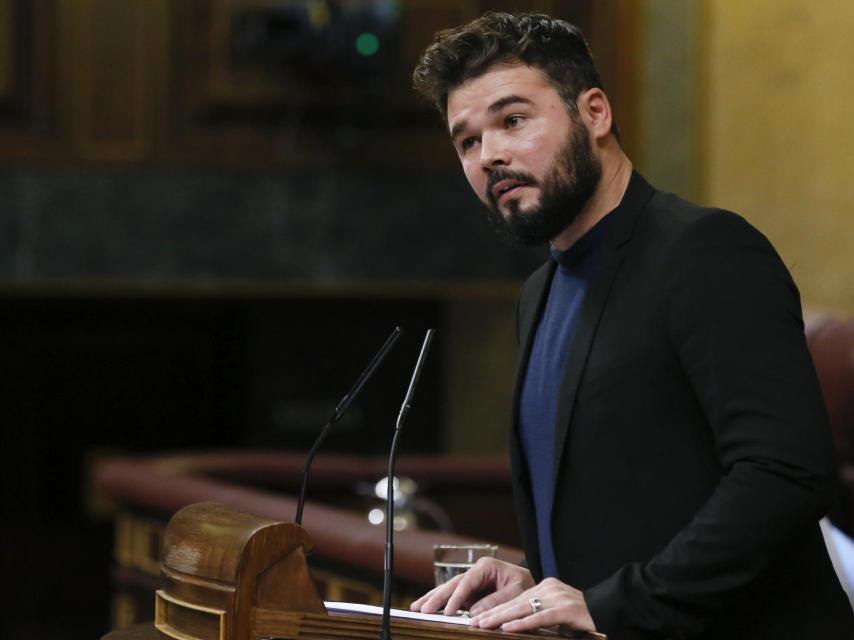 El portavoz adjunto de ERC, Gabriel Rufián, durante una intervención en el pleno del Congreso.