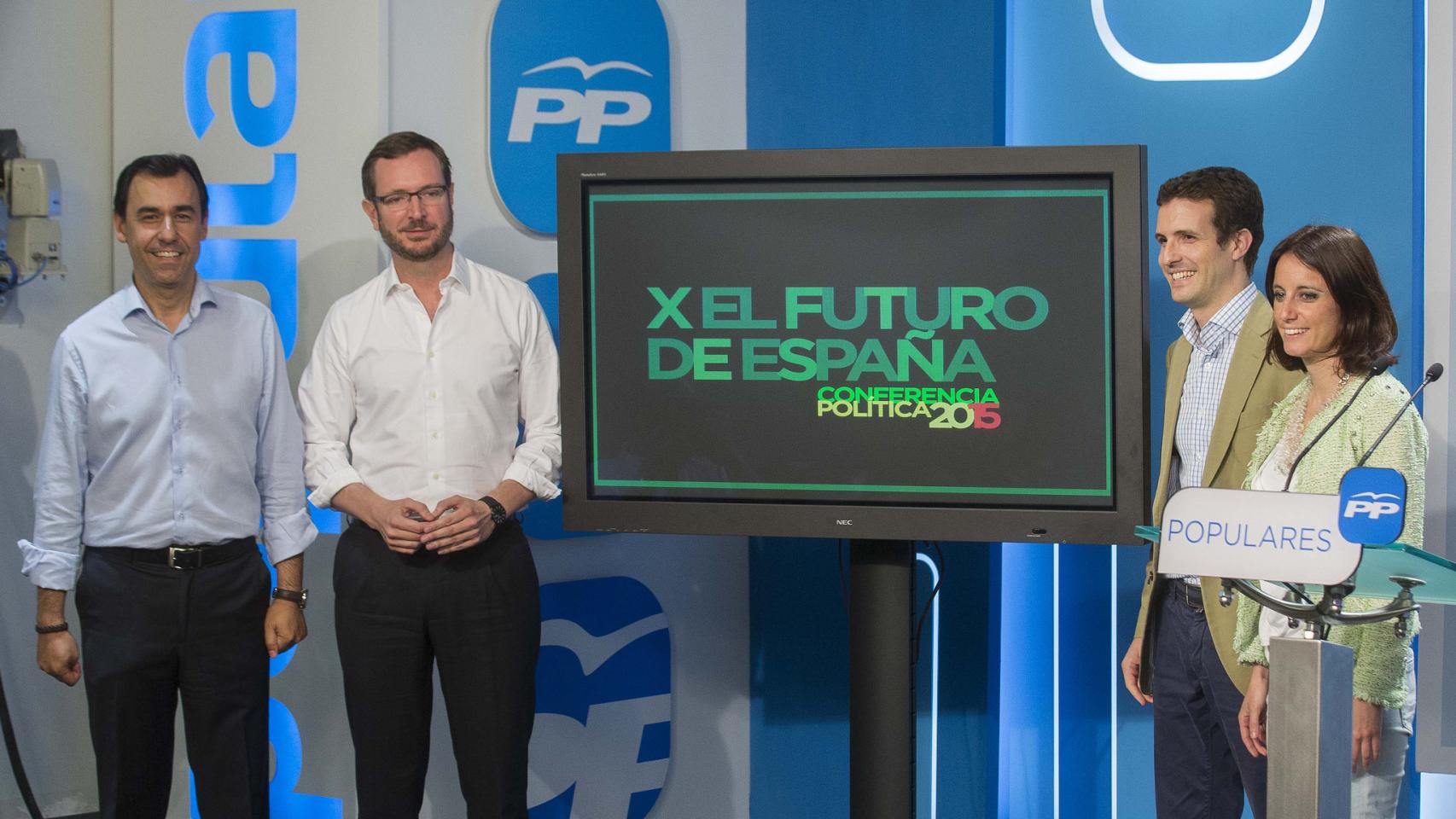 De izda. a dcha: Fernando Martínez Maillo, Javier Maroto, Pablo Casado y Andrea Levy.