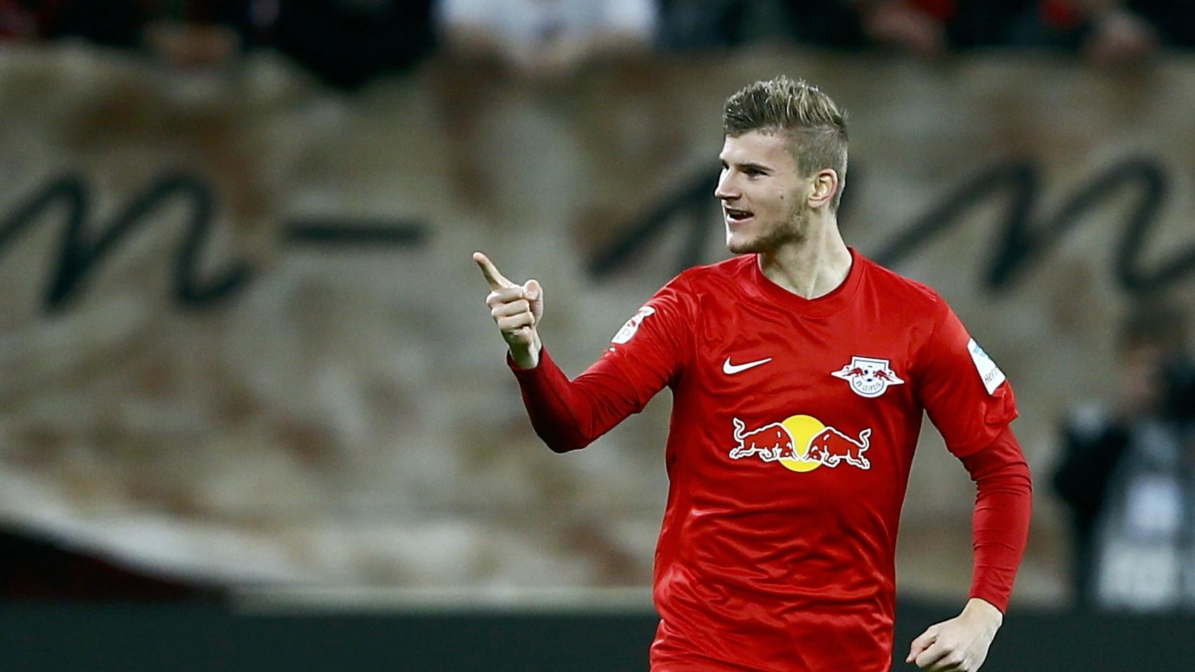 Timo Werner celebra un gol con el RB Leipzig.