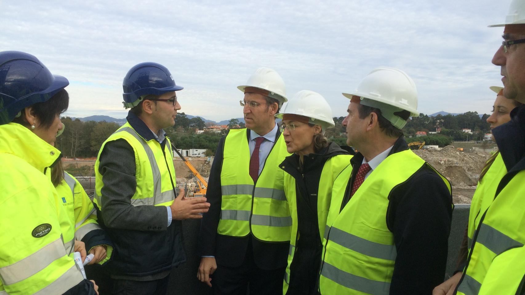 Feijoo y Tejerina en las obras de la EDAR de Vigo, que a día de hoy no funciona.