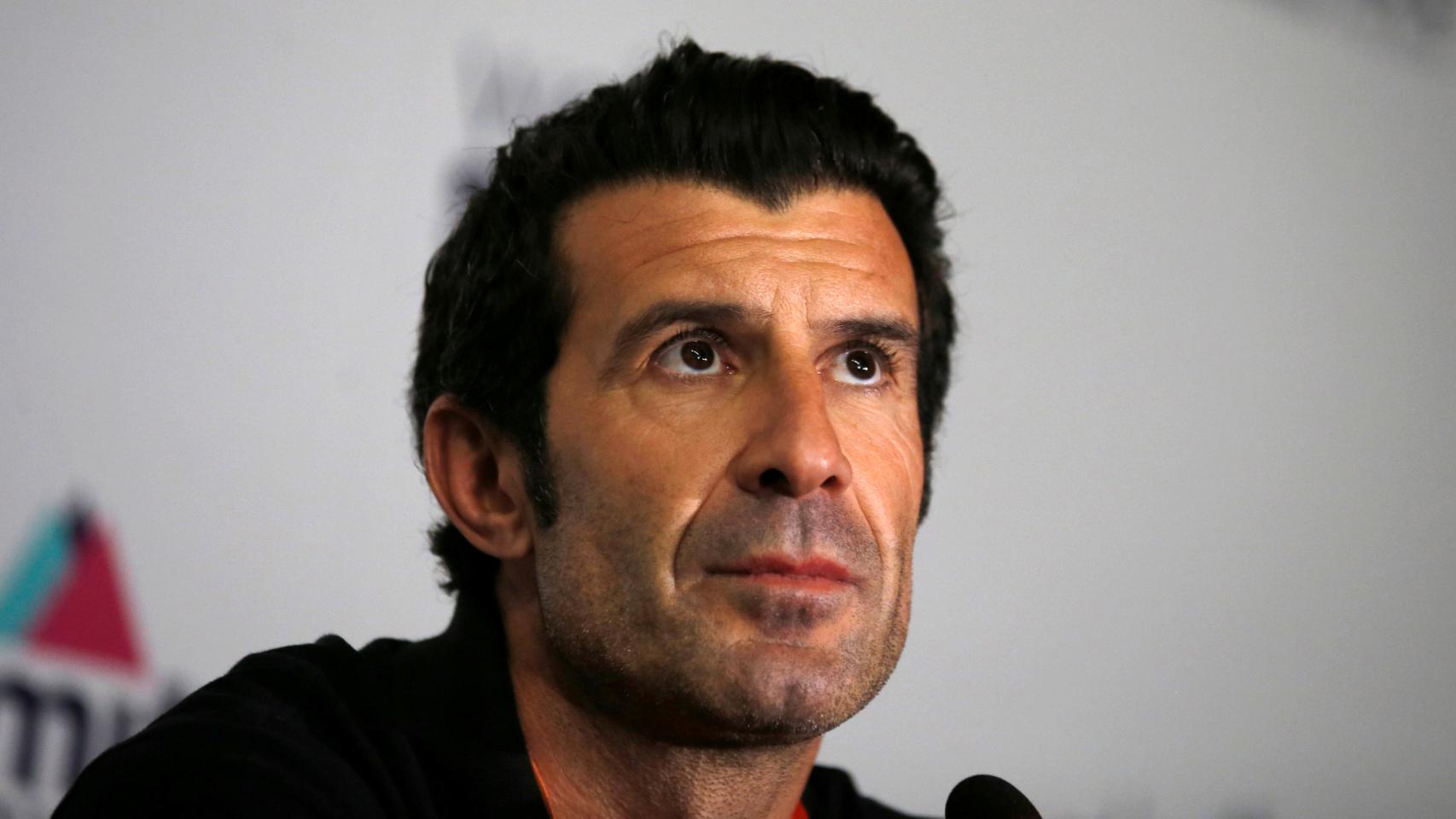 Luis Figo, en la presentación de un partido solidario.