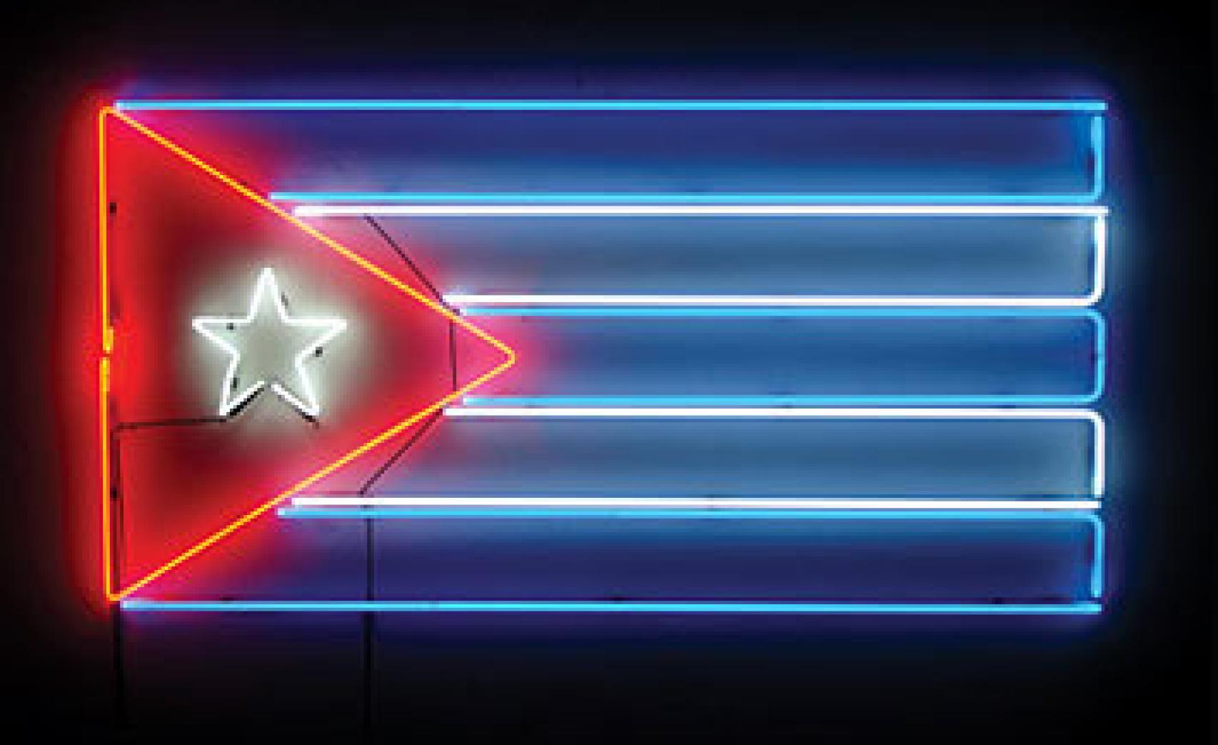 Bandera de mi tamaño (2007), del artista cubano Felipe Dulzaides.