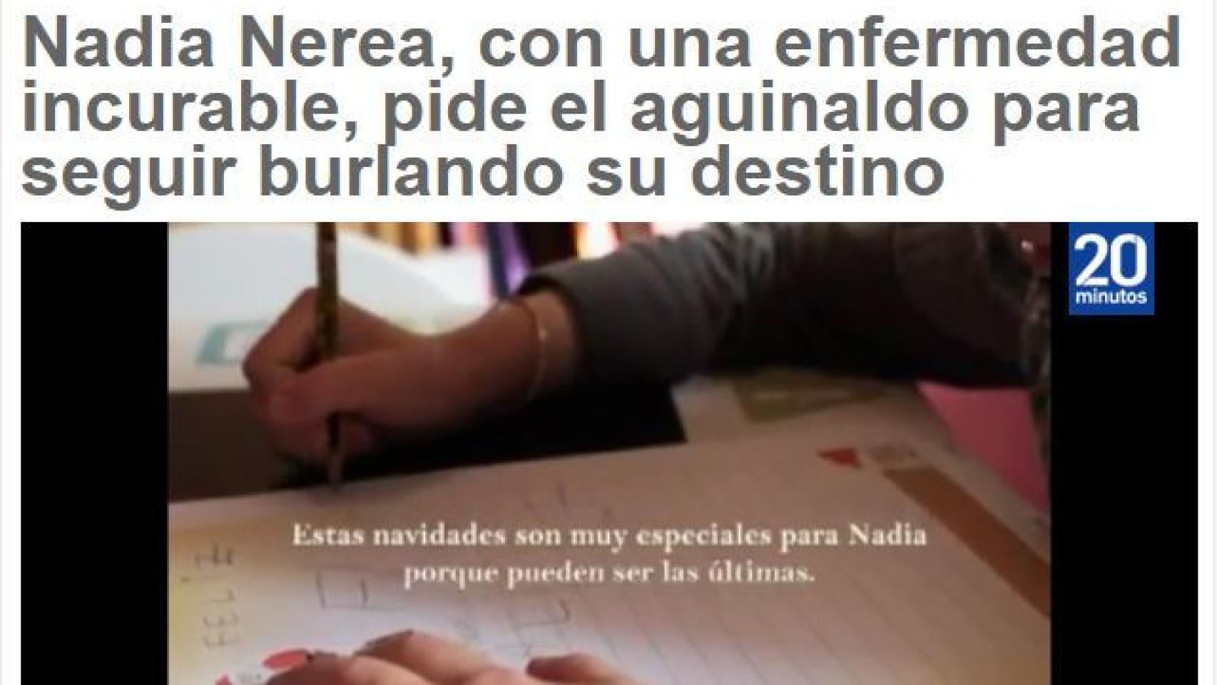 Estas navidades son muy especiales para Nadia porque pueden ser las últimas.