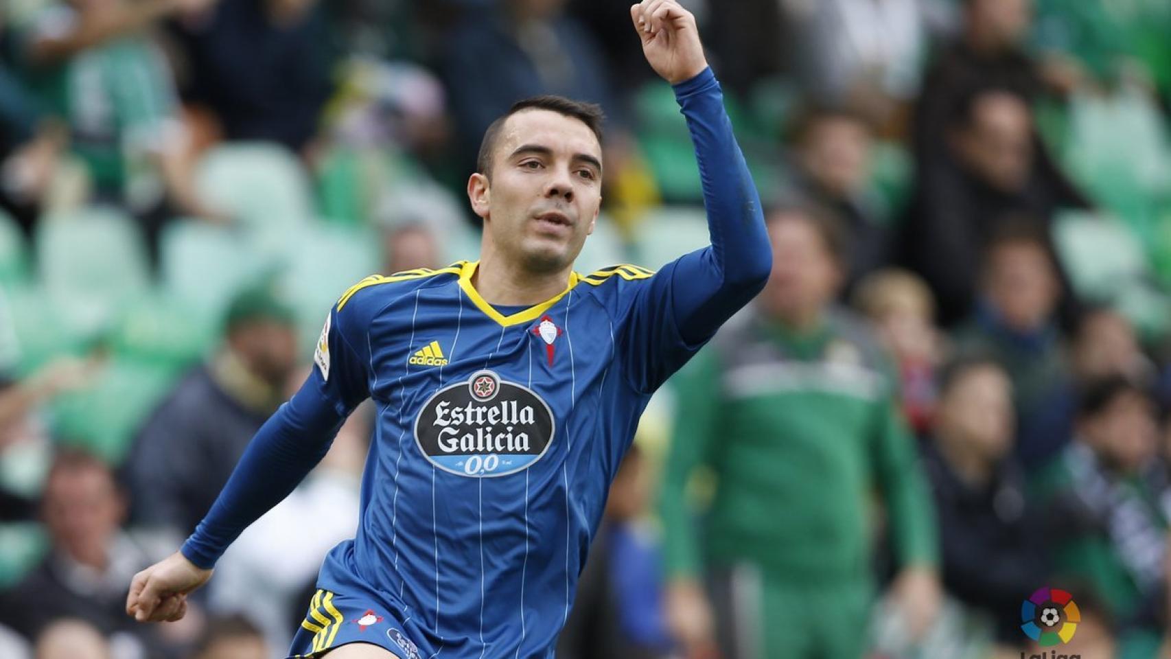 Iago Aspas celebra un gol contra el Betis.