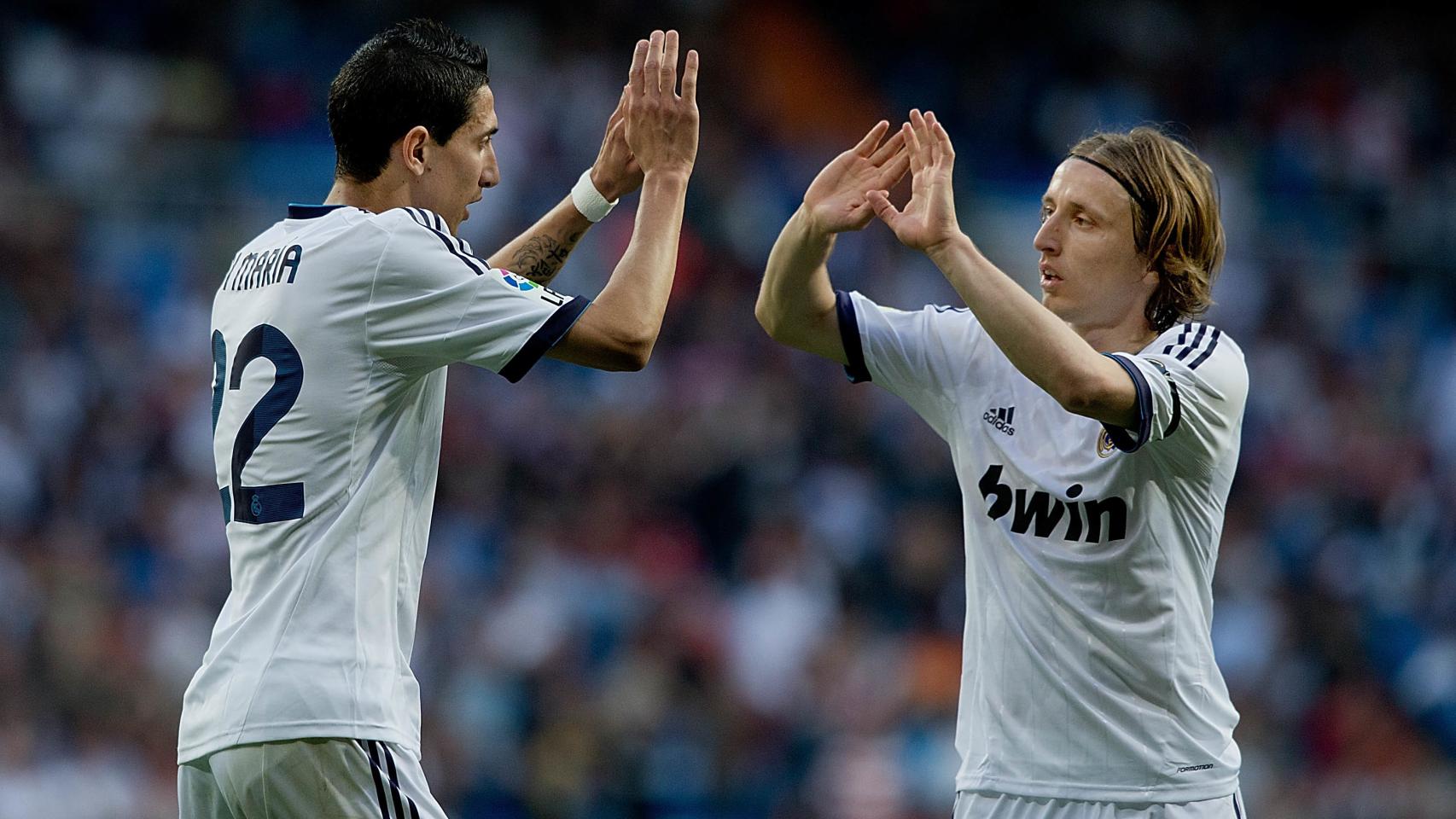 Modric y Di María, en un partido con el Real Madrid en 2013.