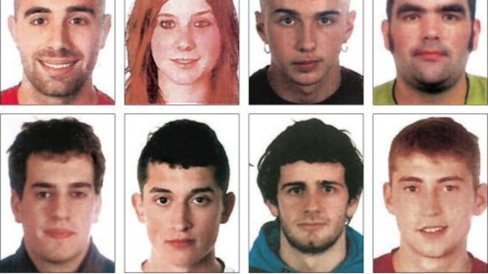Imagen de los detenidos por la agresión de Alsasua: Adur Ramírez de Alda, Ainara Urquijo, Aratz Urrizola, Iñaki Abab, Jokin Unamuno, Jon Ander Cob, Julem Goicoechea y Oihan Arnanz.