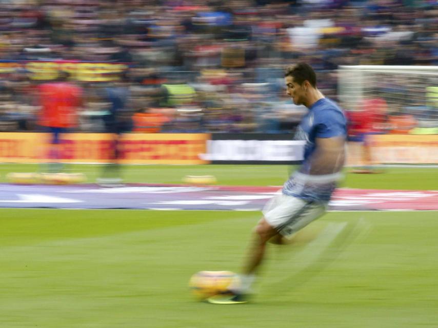 Cristiano Ronaldo en un calentamiento.