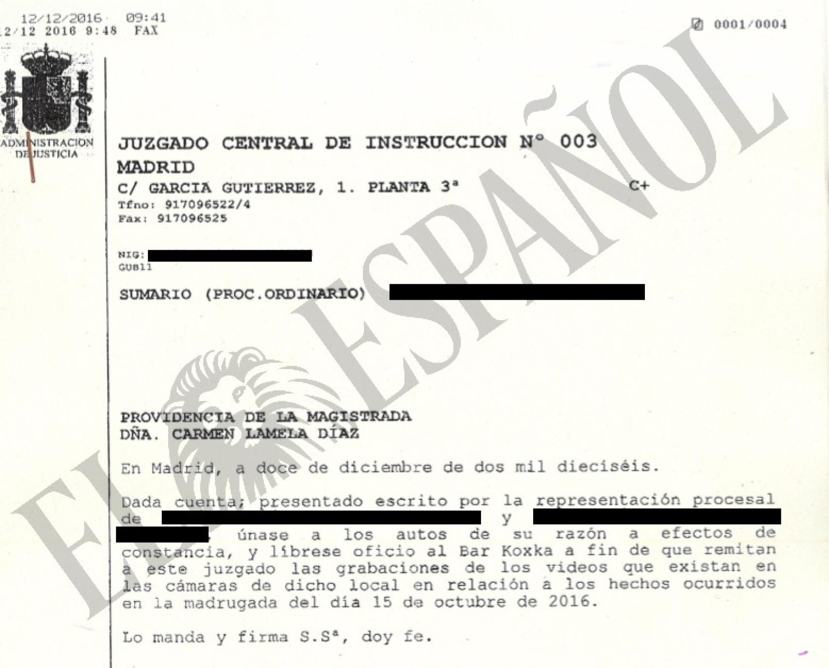 Escrito presentado ante el juzgado.