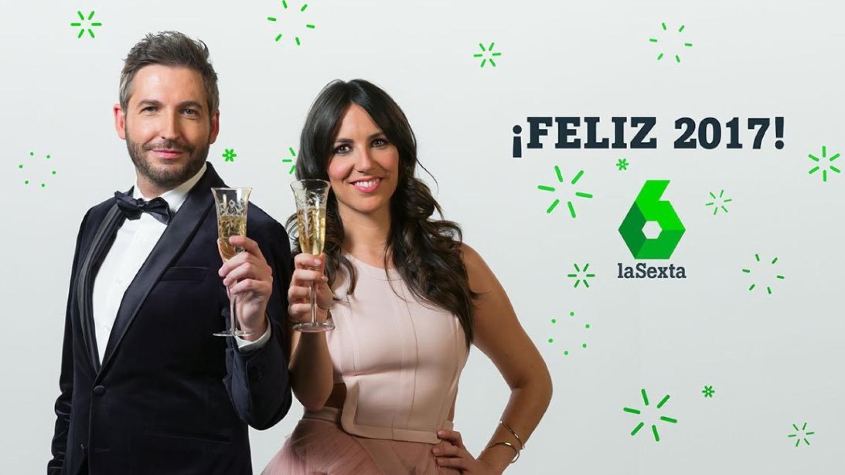 Frank Blamco e Irene Junquera en la promoción de las campanadas