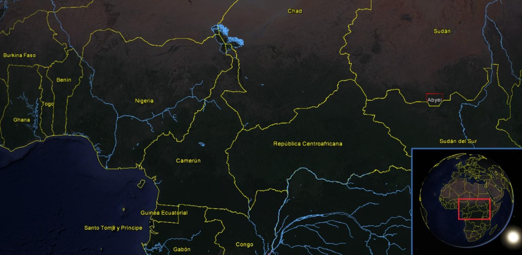 Ubicación geográfica de República Centroafricana.