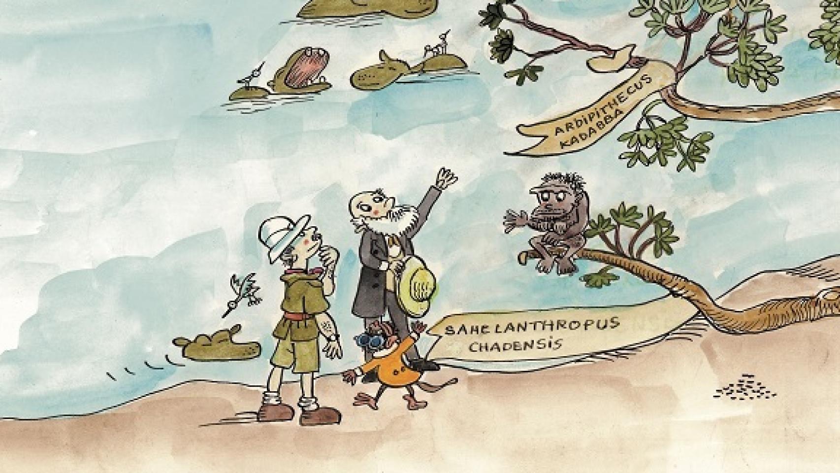 Carbonell y Darwin contemplan el árbol de la evolución.