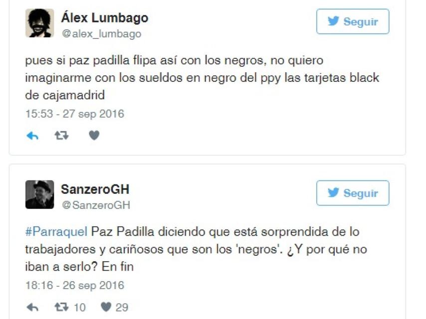 Algunos de los comentarios en las redes criticando a Paz Padilla