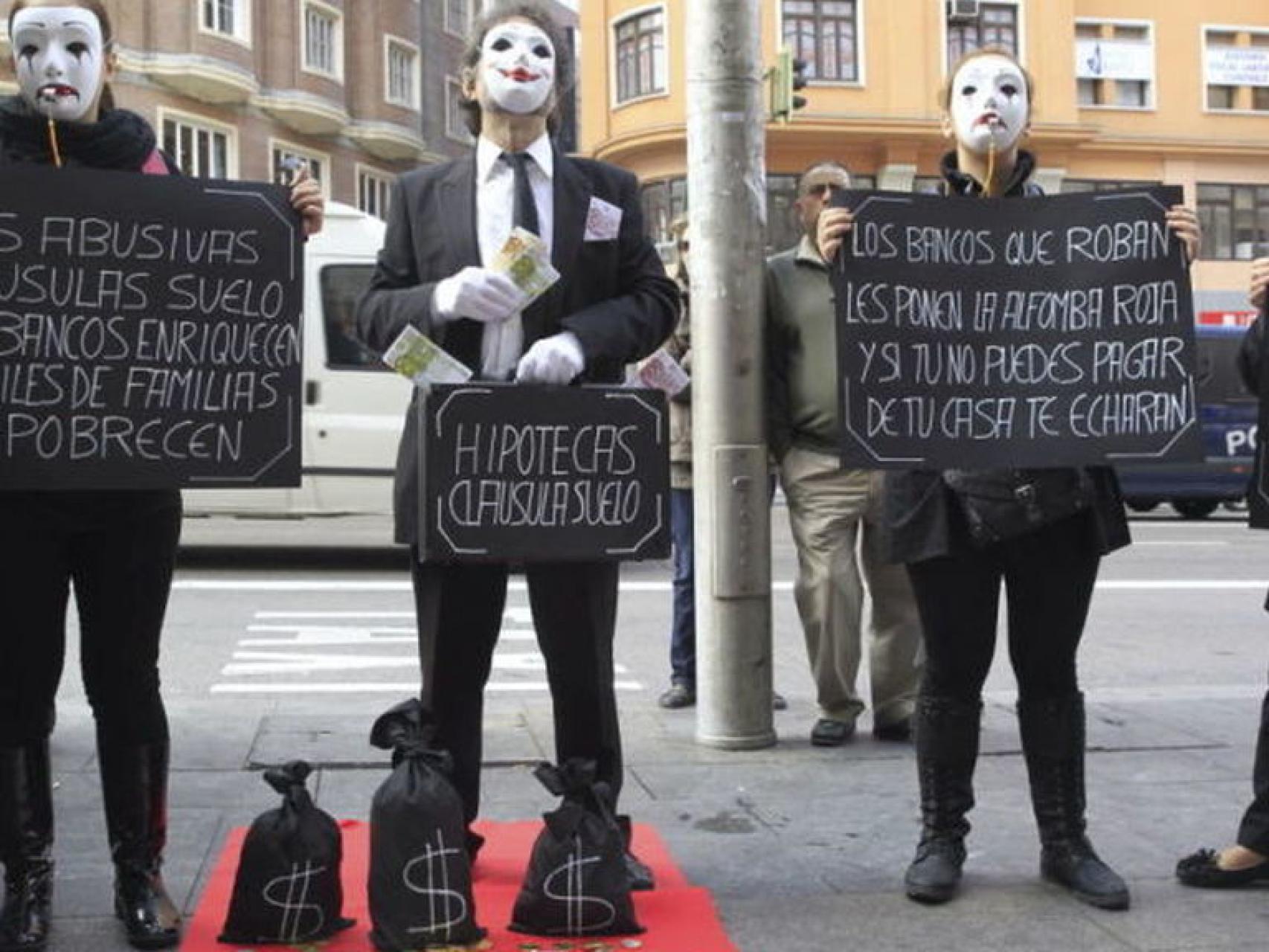 Una protesta contra las cláusulas suelo.