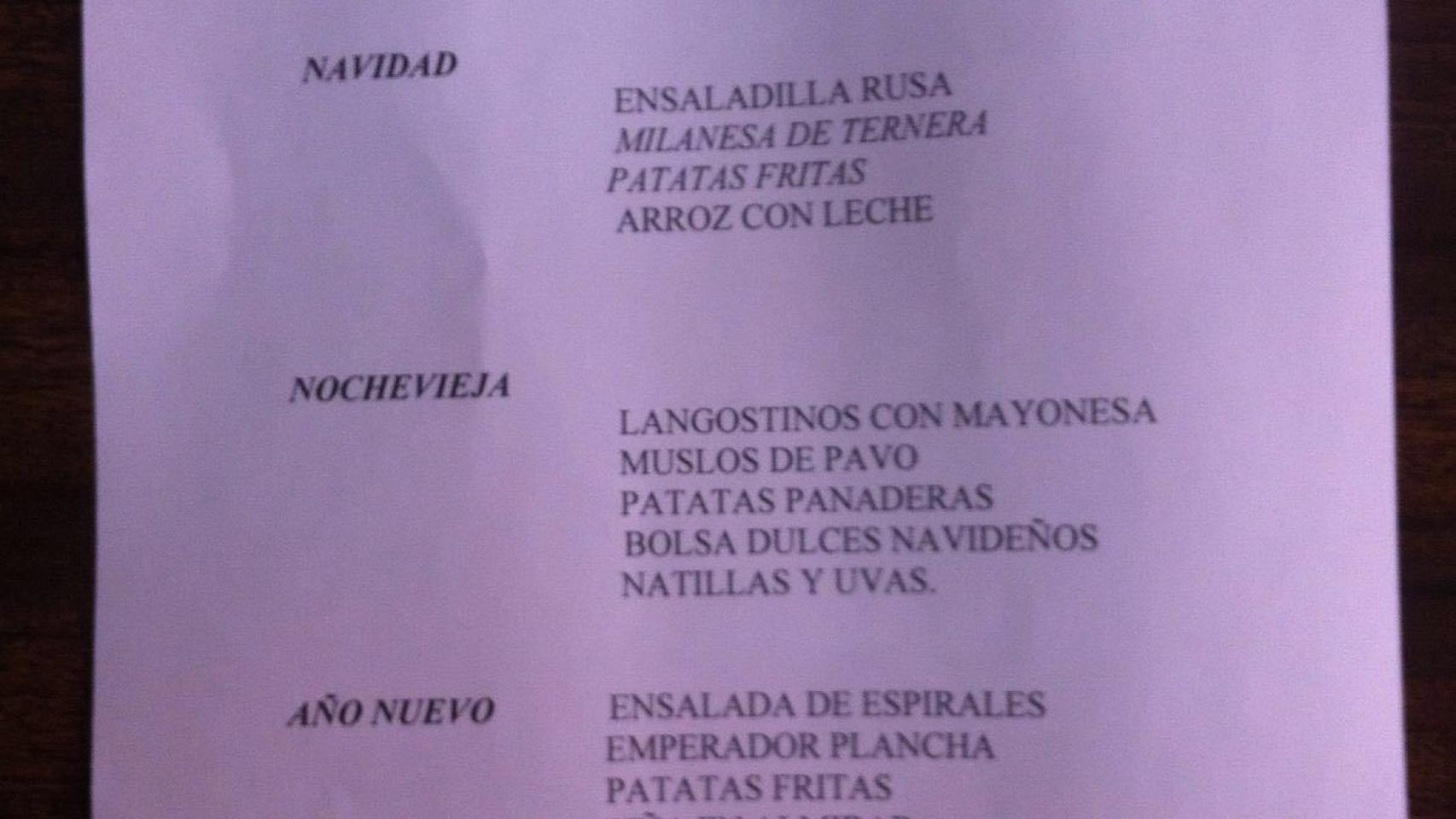 El menú de Navidad de las principales cárceles del país