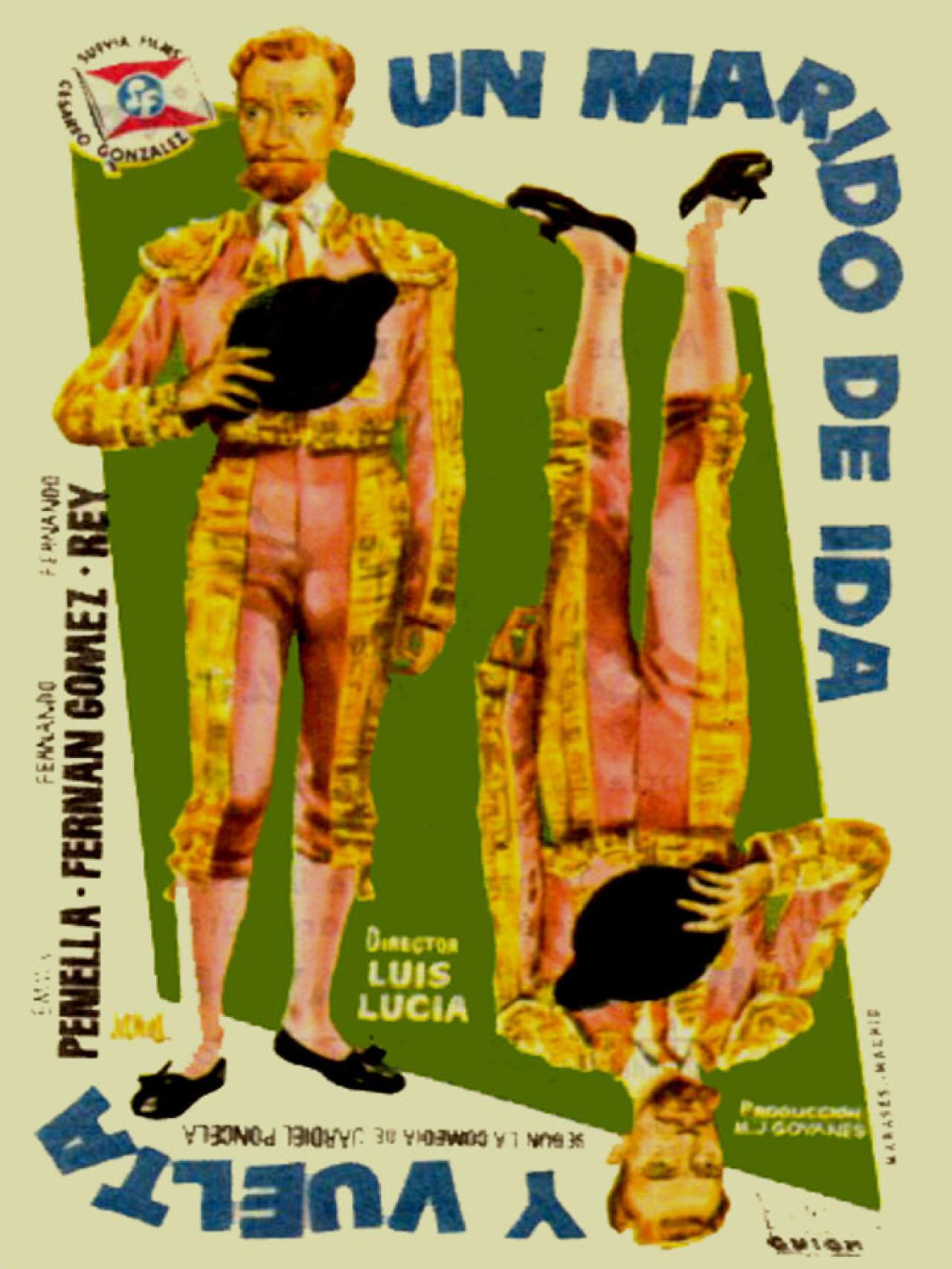 Cartel de Un marido de ida y vuelta, de Jardiel Poncela.