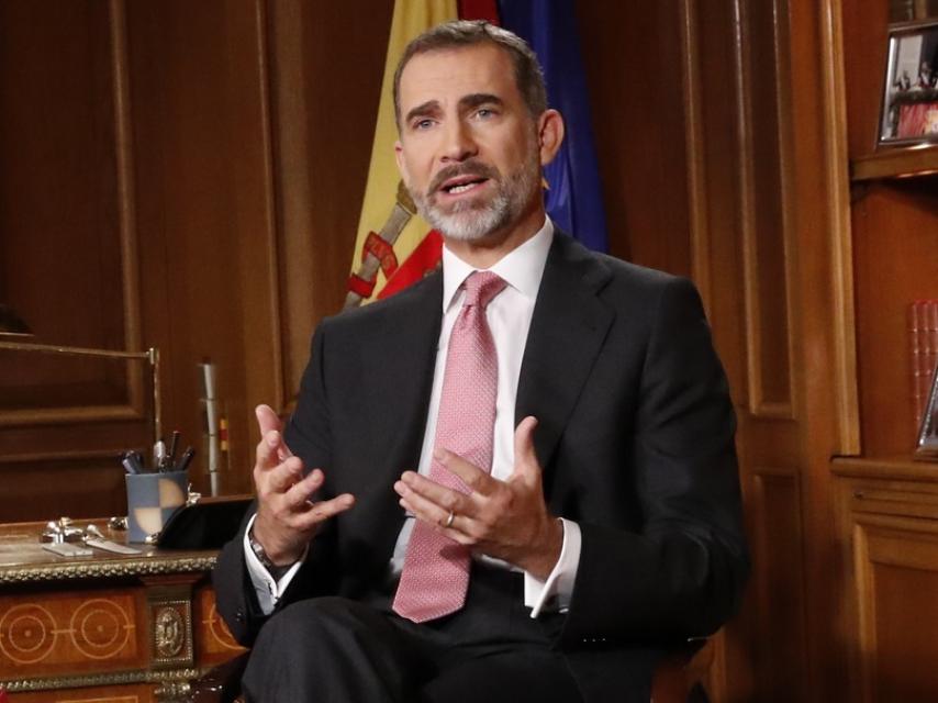 El rey Felipe VI, durante el discurso en el Palacio de La Zarzuela.