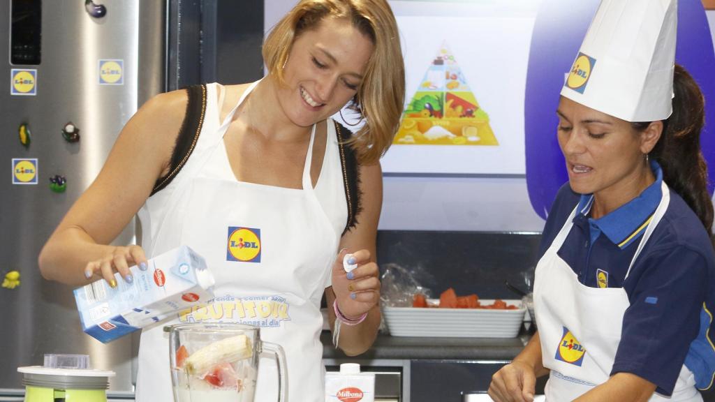 La nadadora durante un acto promocional para una marca de alimentación.