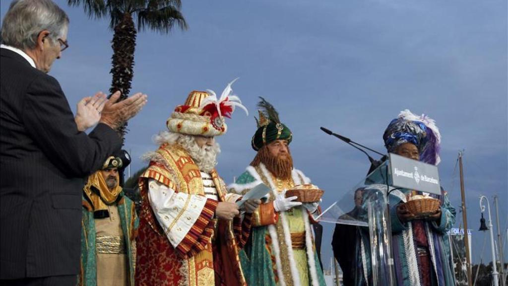 Los reyes magos, durante la cabalgata.