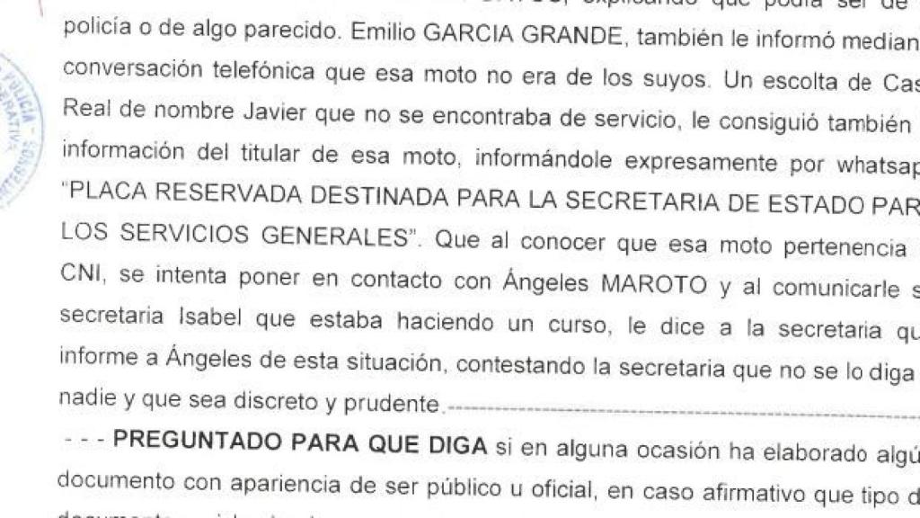 Extracto de la declaración de Francisco Nicolás Gómez Iglesias ante la Policía.