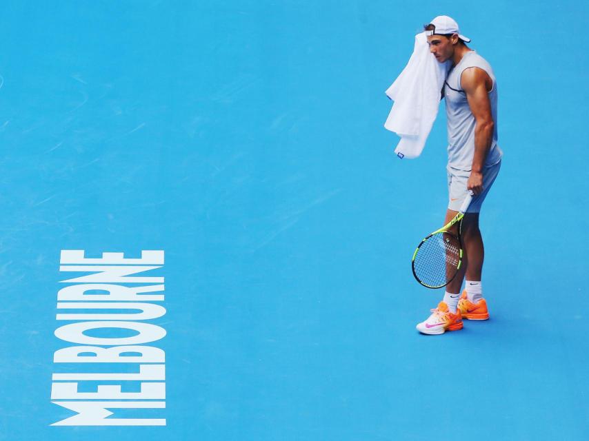 Nadal, durante un entrenamiento en Melbourne previo al Open de Australia.