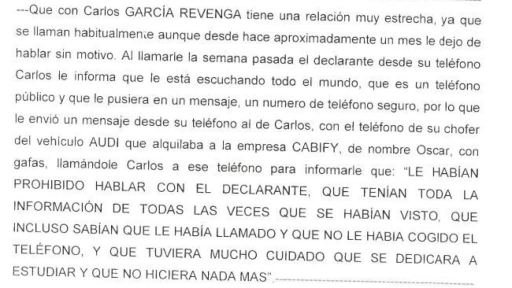 Extracto de la declaración de Francisco Nicolás Gómez Iglesias ante la Policía.