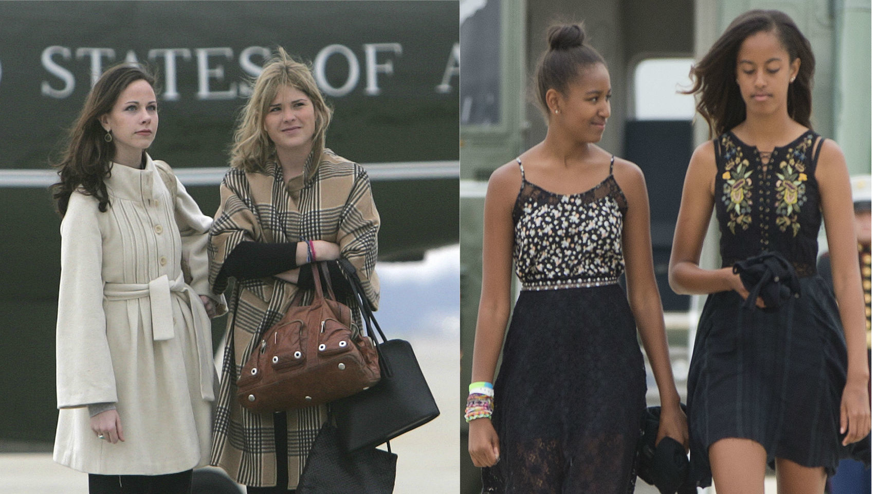 Barbra y Jenna Bush y Sasha y Malia Obama
