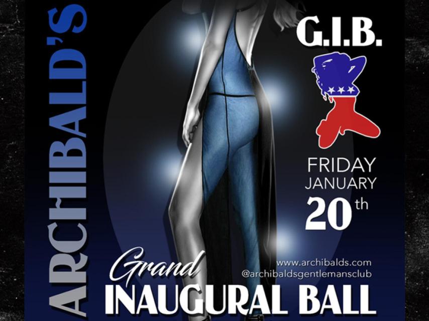 Cartel de Archibald's para la fiesta inaugural de la llegada de Trump a la Casa Blanca.