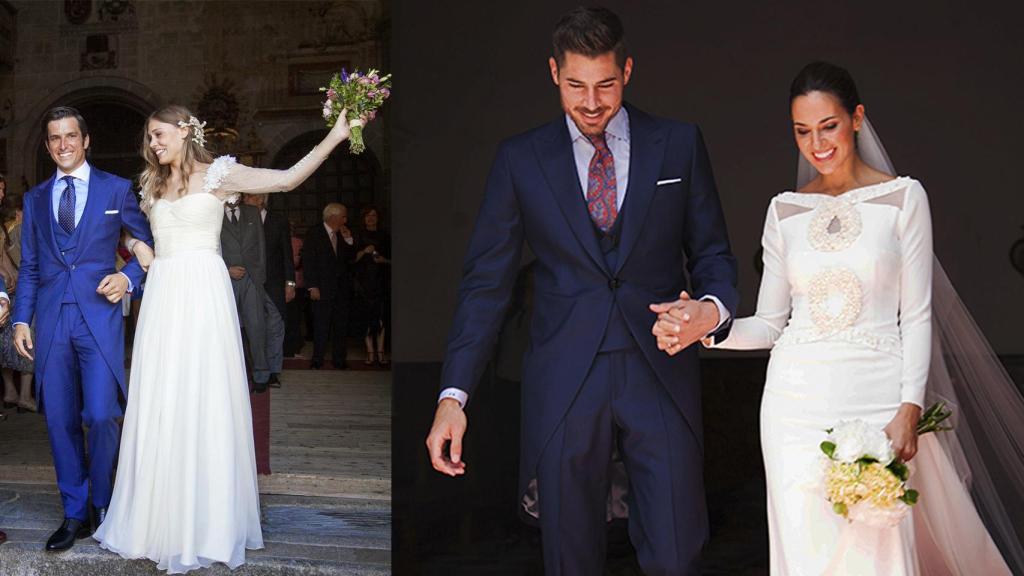 Dos bodas con elegantes novios vestidos con chaqué azul.