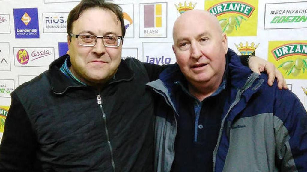 Jesús Miranda, presidente del Tudelano (izquierda) con John Clarkson (derecha).