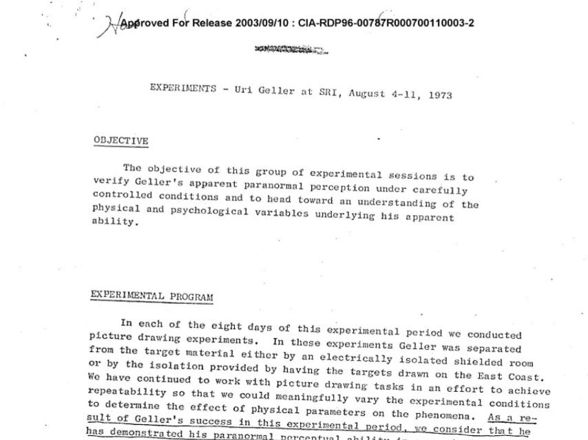 La CIA experimentó con Uri Geller para confirmar si sus poderes eran o no reales.