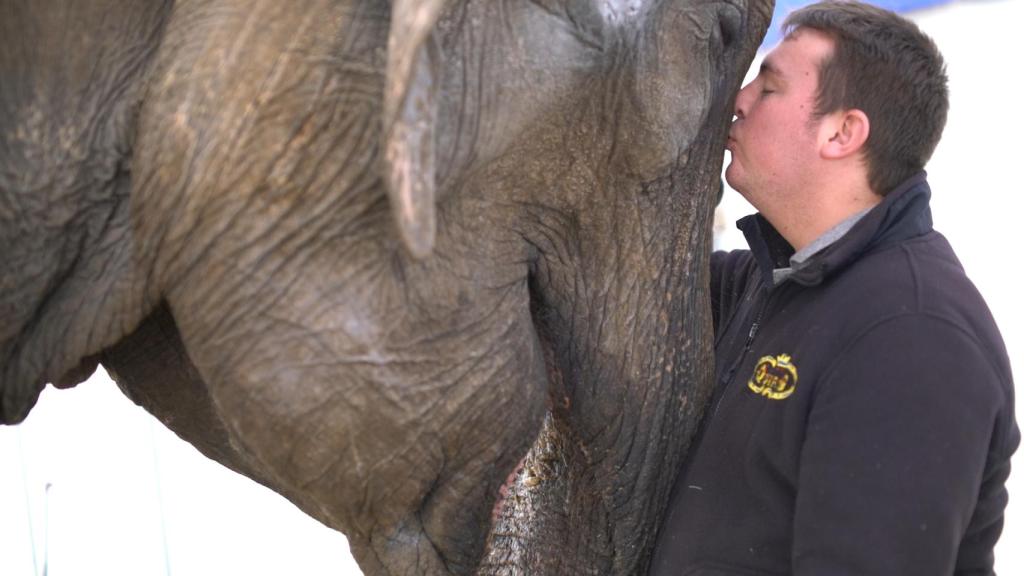Nacho lleva dos años en el circo y es el maestro de ceremonias de las actuaciones.