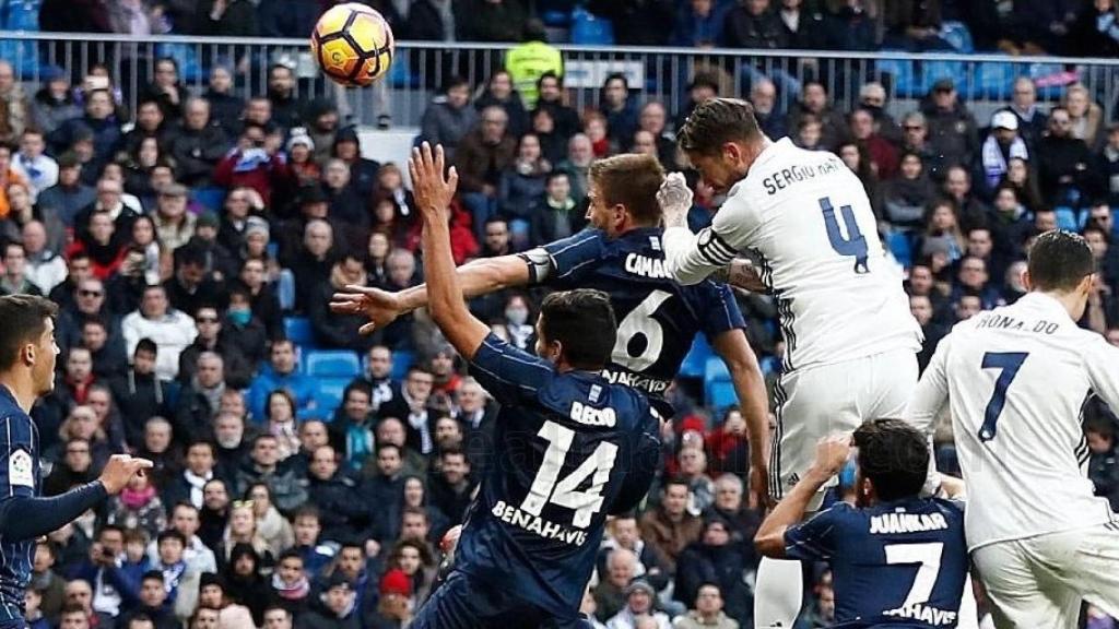 Gol de Sergio Ramos frente el Málaga Foto: realmadrid.com